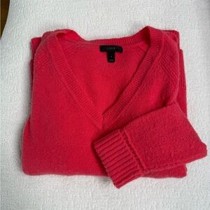 J. Crew Vibrant Pink V-Neck Sweater